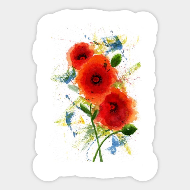 Poppies Watercolor Painting Sticker by MMcBuck